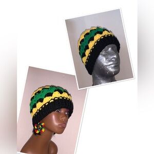 Crochet Jamaica  colors beanie handmade for adult unisex